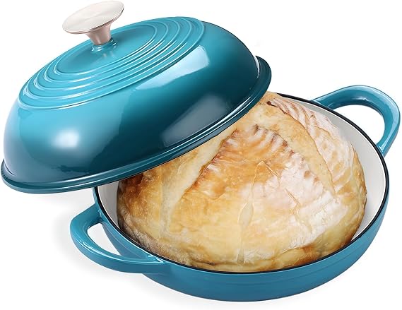 6 QT Enameled Cast Iron Round Bread Oven, Sourdough Dutch Oven
