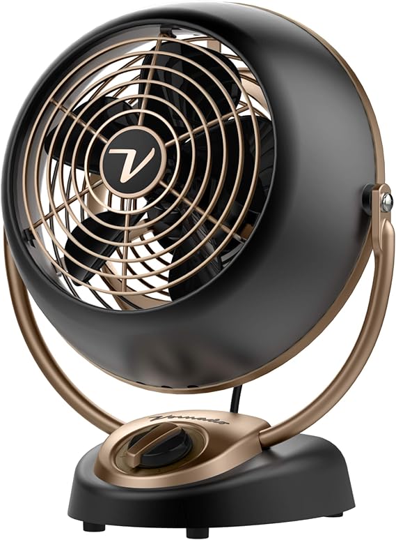 Vornado VFANTM Petite Alchemy Vintage Air Circulator, 3-Speed, Retro Metal, Desk Fan with Adjustable Tilt Head for Bedroom, Office, Dorm Cooling, 12 in Compact Fan, Gunmetal Finish