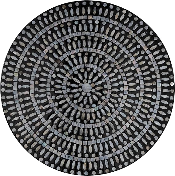 Deco 79 Mother of Pearl Shell Plate Handmade Home Wall Decor Mosaic Wall Sculpture, Wall Art 27" x 3" x 27", Silver