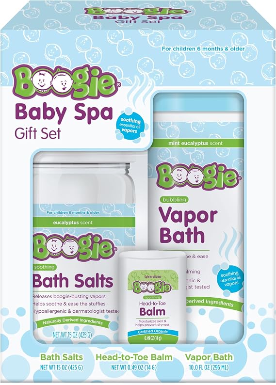 Boogie Baby Spa Kit Gift Set - Bath Salts, Head-to-Toe Balm, Vapor Bath