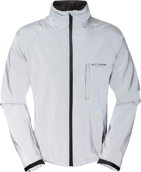 Ettore Mens Cycling Jacket Waterproof Breathable High Visibility Reflective Silver - Night Glow