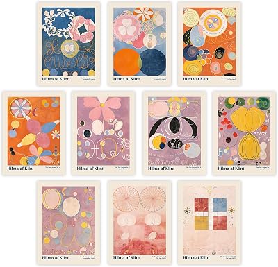 Hilma Af Klint Abstract Art - 10 Aesthetic Wall Art & Famous Art PrintsVintage Wall Prints, Famous Paintings Gallery Wall Art, Artist Posters For Room Aesthetic, Geometric Wall Home Decor 12x16