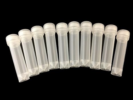 10 x 2ml Plastic Test Tube Vial Container Clear Screw Caps | 'O' Ring Seal