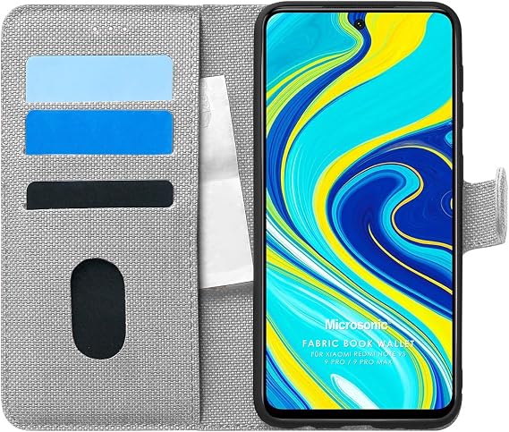 Microsonic Xiaomi Redmi Note 9S için Kılıf Fabric Book Wallet Gri [Redmi Note 9S ile Uyumlu Kılıf - Gri]