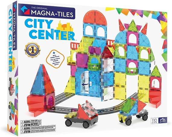 MAGNA-TILES City Center 110-Piece Magnetic Construction Set, The Original Magnetic Building Brand