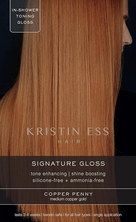 Kristin Ess Hair Copper + Auburn Hair Gloss Semi Permanent Hair Dye - Copper Penny - Shine Boosting Red, Auburn + Strawberry Blonde Color - Deep Conditioning Brightening Treatment for Women - Vegan