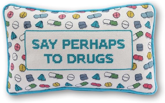 FURBISH Needlepoint Decorative Throw Pillow - Perhaps - 9"x15" - Small Embroidered Designer Pillow for Living Room, Couch, Sofa, Chair & Bed - Eclectic Home Decor