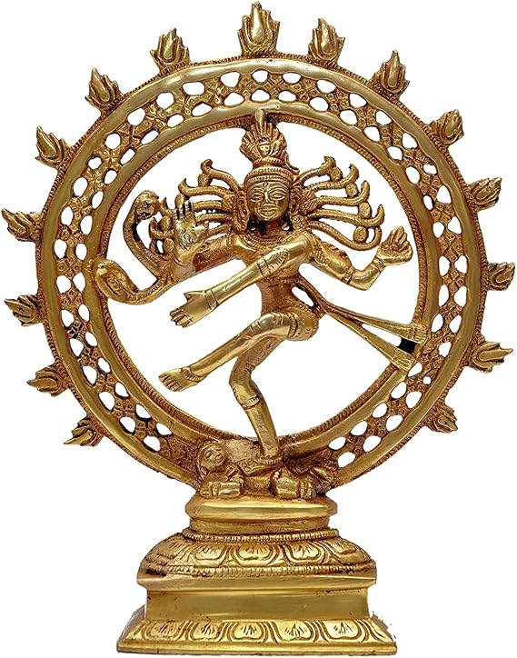 Brass Large Natraj Idol Nataraja Statue Showpiece, Gold Antique