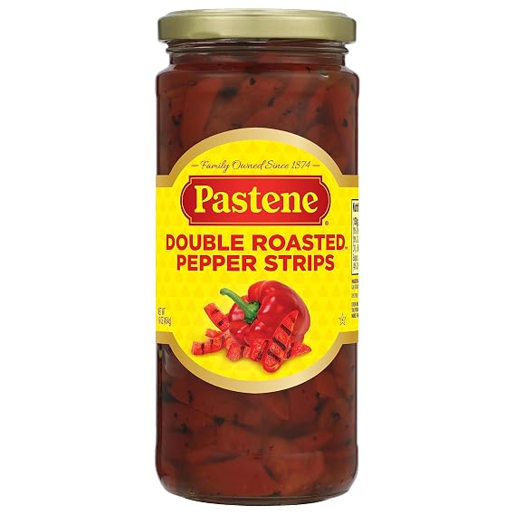 Pastene Double Roasted Pepper Strips, 16 Ounce
