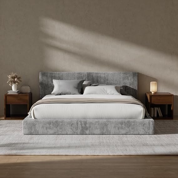 RECCI AirFrame King Size Upholstered Bed Frame with Plush Padded Headboard