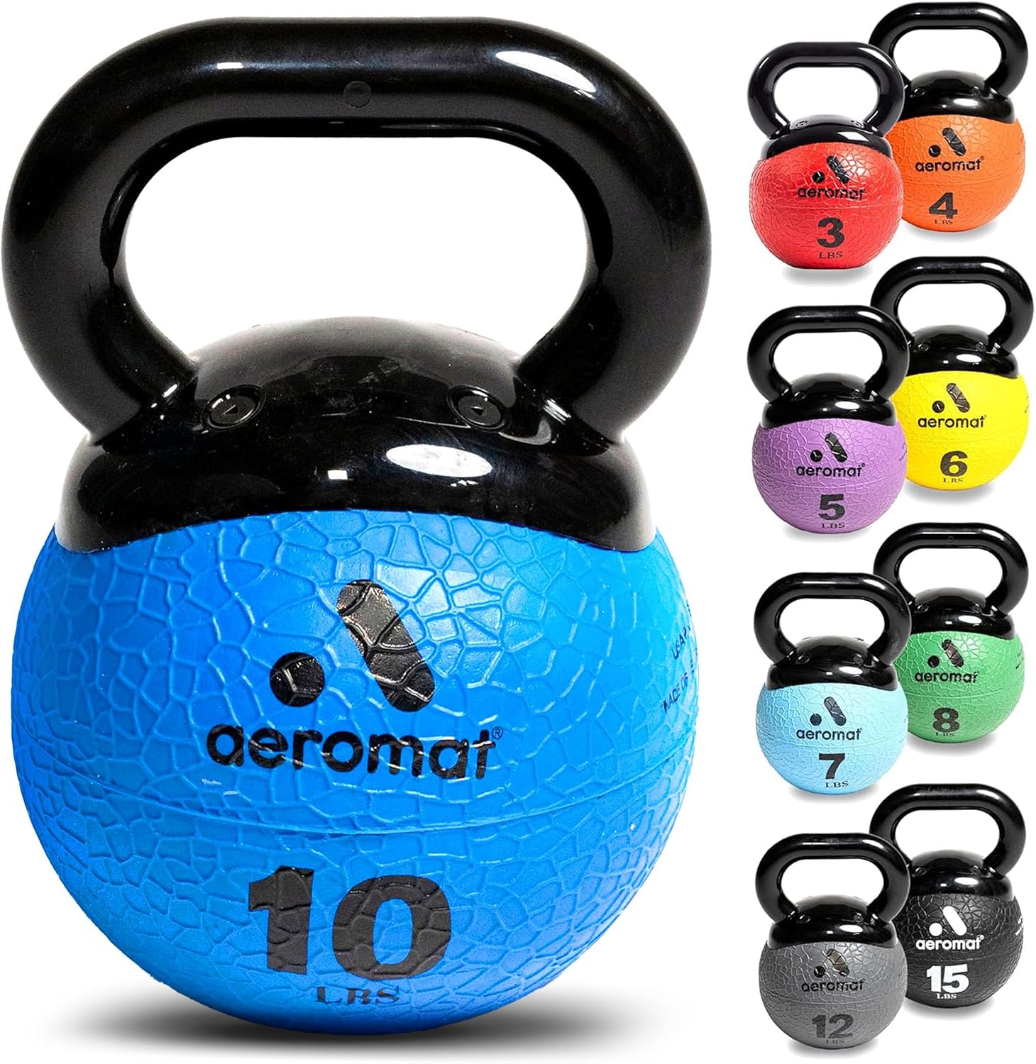 Aeromat Elite Mini Kettlebells – Weighted Exercise Medicine Ball with Anti-Slip Grip & Wide Handle, Strength Training Kettlebell for Squats, Workouts, Home Gym Use