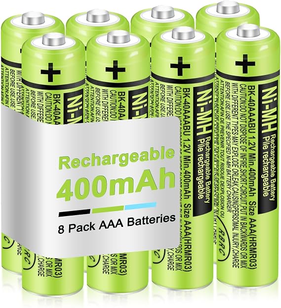 8-Pack 1.2V 400mAh Ni-MH BK-40AAABU AAA Triple A Rechargeable Batteries