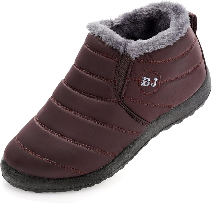 VYKF Womens Snow Boots Winter Warm Booties Fur Lined Anti-Slip Ankle Boots Outdoor Slip On Waterproof Booties Comfortable Warm Shoes