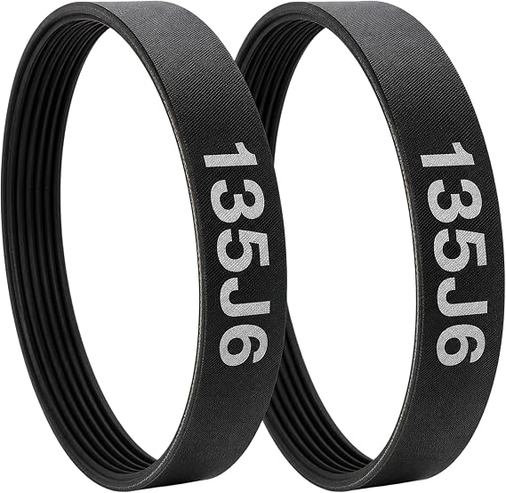 2-Pack 135J6 Planer Drive Belt for Ryobi AP10 AP-12 Delta 22-540 | Flexible ribbed construction helps support steady power transfer and smooth planer operation during routine woodworking.