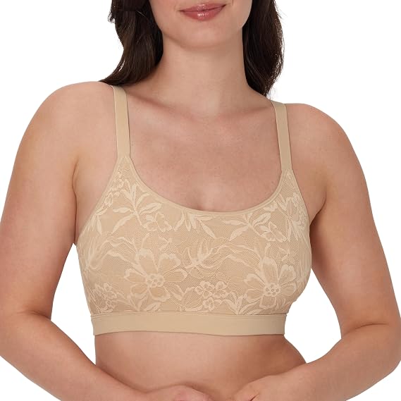 Bali Womens Bralette, Cotton Modal Wireless Bras for Women, Breathable Lace, Convertible Bra Straps