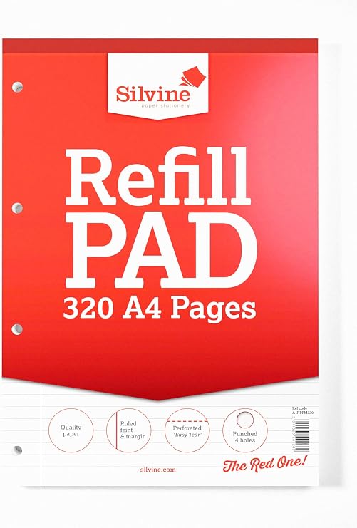 Silvine 320 Page A4 Refill Pad - Lined with Margin (Single)