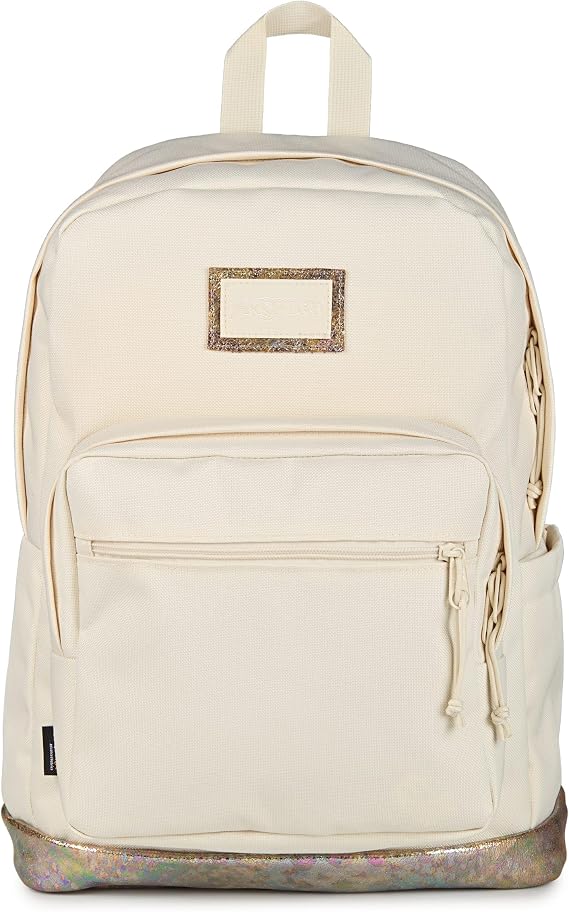 JanSport Right Pack Expressions Backpack 15-inch Padded Laptop Compartment, Water Bottle Pocket, Utility Pocket with Flap, Bog Glam Suede Moon Flower/Brown