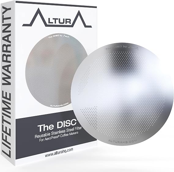 ALTURA The DISC Stainless Steel Filter for AeroPress Coffee Makers Reusable Metal Filter Replacement for Rich Flavor, Travel, and Eco-Friendly Brewing