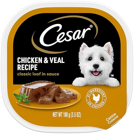 Cesar Classic Loaf in Sauce Wet Dog Food, Chicken & Veal, 3.5 oz.