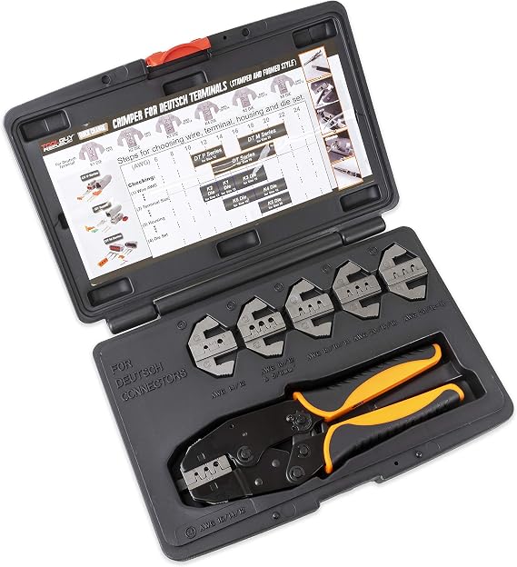 Deutsch Terminal Ratcheting Crimping Tool- Includes 6 Quick Change Dies