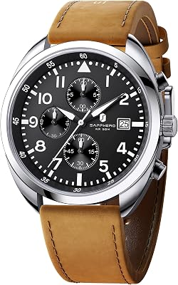 SAPPHERO Mens Watch 50M Waterproof Luminous Quartz Analog Watches with Date Display Casual Stylish Work Business Classic Silicone Strap Mens Wrist Watches Elegant Gifts for Men