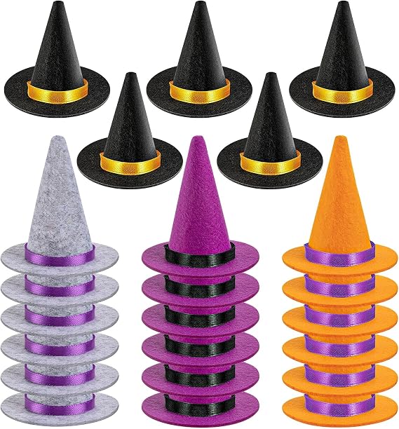 Mini Witch Hat, 20/30/40/60 Pcs Colorful Small Witches Hats for Crafts Halloween Party Decor