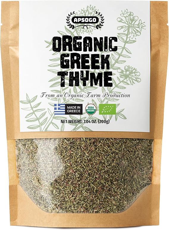 Apsogo Organic Greek Thyme - Dried Mountain Herb for Cooking & Tea, 200g