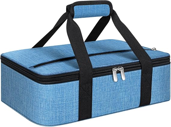 Insulated Casserole Carrier, Casserole Carrier for Hot or Cold Food | Casserole Dish Carrier, Lasagna Lunch Bag, Potluck Parties, Fits 9" x 13" Baking Dish, Azure