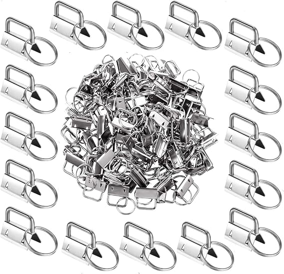45Pcs 1 inch Silver Key Fob Hardware Kits 1 Metal Keyfobs Hardware Bulk for Keychains Fob Wristlet Hardware with Key Ring for Lanyard