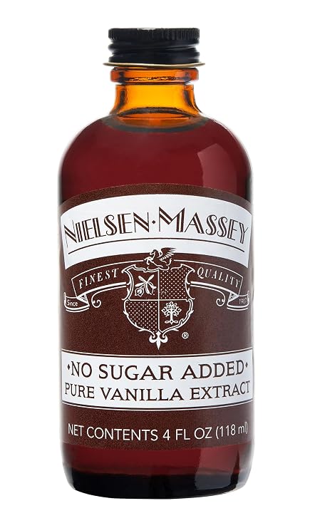 Nielsen-Massey No Sugar Added Pure Vanilla Extract for Baking and Cooking, 4 Ounce Bottle