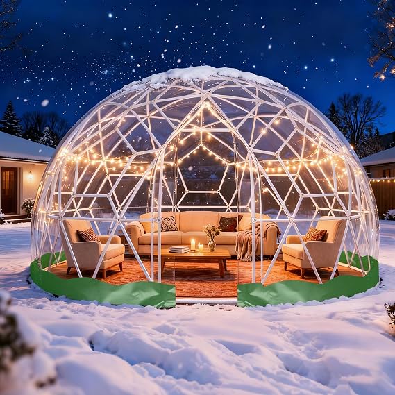 15 x 9.5 FT Garden Dome Tent, Outdoor TPU Greenhouse for 8-12 Person, Greenhouse Garden Tent with Window, Waterproof Clear Dome Suitable for Camping,