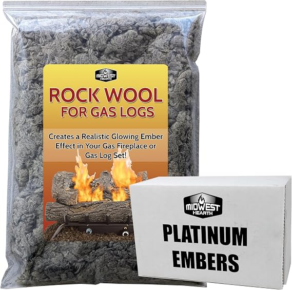 Midwest Hearth Platinum Embers and Rock Wool Bundle for Gas Logs and Fireplaces