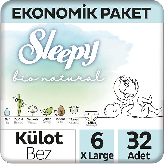 Sleepy Bio Natural 2Li Jumbo Külot Xl 32 Adet 6 numara
