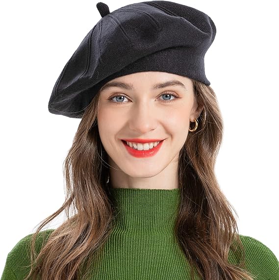 ZLYC Women French Beret Hat Reversible Solid Color Knit Warm Artist Cap | Dense soft, classic paris elegant styling, daily outfits match, city cafe gallery walk, vacation party photography headwear