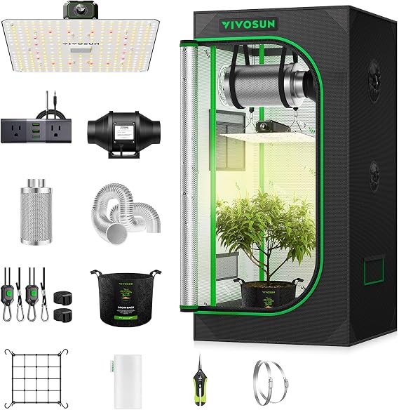 VIVOSUN 2x2ft Grow Tent Kit with 100W Full Spectrum LED Grow Light