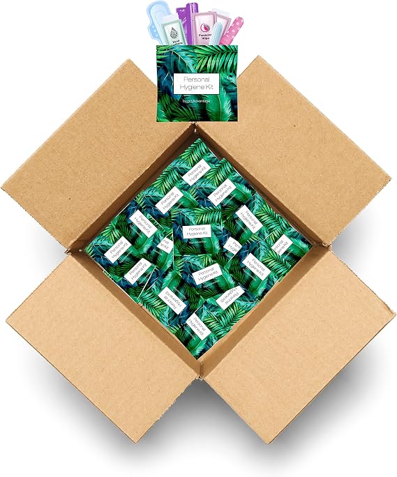 Green Fern Style Menstrual Kit All-in-One 50 Pack | Convenience on The Go | Period Kit Pack for Travelling, Tweens & Teenagers or just When Youre Out | Individually Wrapped Feminine Hygiene Product...