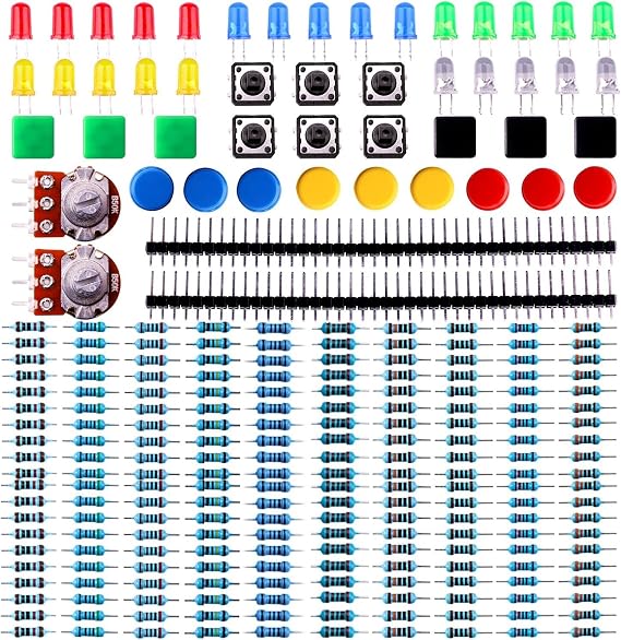 ELEGOO 250+ Electronic Component Kit Resistors LEDs Buttons & Potis