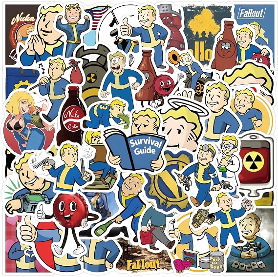 60Pcs Game Stickers,Fallout Stickers for Teens,Cool Cartoon Sticker Pack,Cartoon Characters Stickers for Teens Adults,Waterproof Decals for Laptop,Phone Case(Fall)