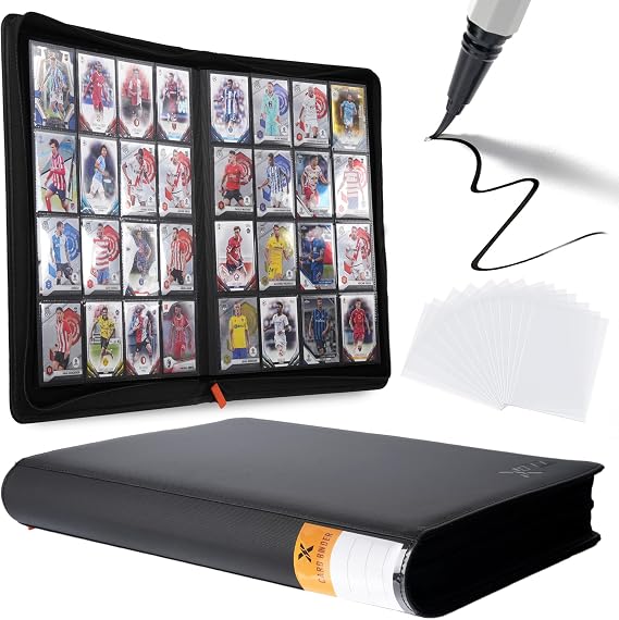 16 Pocket Card Binder – Holds 1024 Cards, 16-Pocket Side Loading Pages, Zippered Hardcover for Trading Cards, Sports Cards, Baseball, Football, Basketball & Collectibles