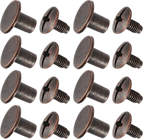RUBYCA Round Flat Studs and Spikes Metal ScrewBack For Leathercraft Punk DIY - Bronze, 8mm x 7mm, 50 PCS By eART