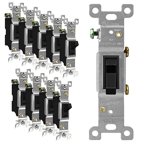 ENERLITES 10 Pack Toggle Light Switch, Single Pole Wall Switch, Black