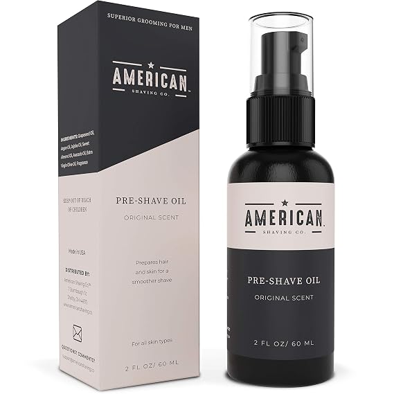 Pre-Shave Oil for Effortless, Smooth & Irritation-free Shave, For Mens Skin Care Natural Handcrafted Blend Argan & Jojoba Oil, Protects Razor Burn, Premium Pre-Shave Oil by American Shaving Co - 2 Oz