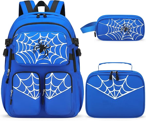 School Backpack for Kids,Waterproof Stylish for Daily School Use, Blue-backpack-set, 17.7 x 11.8 x 6.3 inches, Modern
