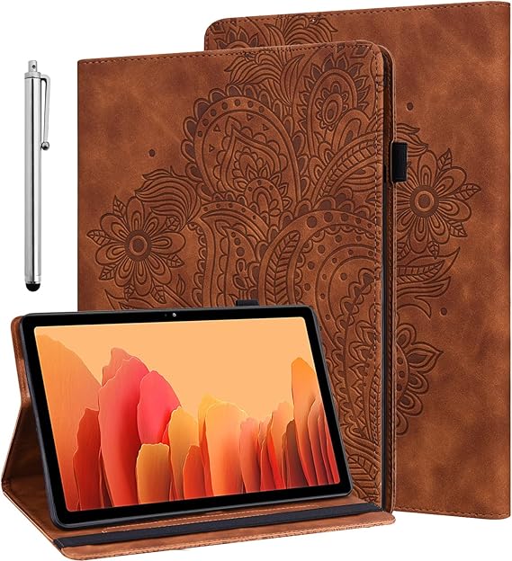 ALILANG Case for Samsung Galaxy Tab S4 10.5 inch 2018 (SM-T830/T835/T837) with Stylus, Multiple Viewing Angles PU Leather Stand Flip Cover for Galaxy Tab S4 Case-Brown