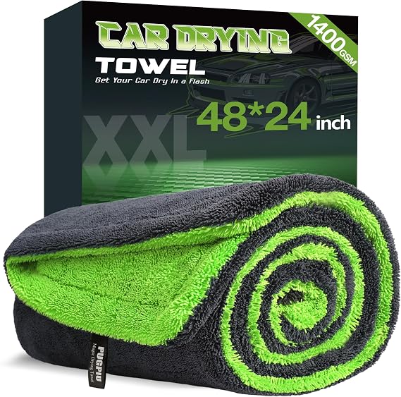 PUGPIU 1400GSM Microfiber Car Drying Towel Detailing Extra Large 48"x24"