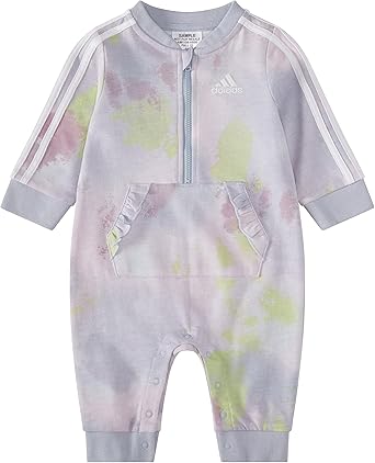 adidas Baby Girls Long Sleeve Zip Front French Terry Coveralls