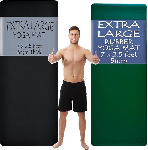 Extra Large Yoga Mat Wide 2-Pack. Our 6mm Thick Yoga Mat & 5mm Natural Rubber Large Exercise Mat.