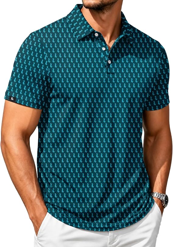 SWISSWELL Men's Moisture Wicking Performance Collared Short Sleeve Golf Shirt