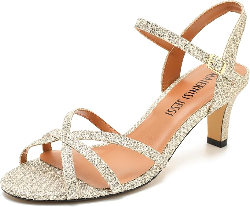 MAIERNISI JESSI Unisex Men's Women's Strappy Sandals, Kitten Heel, Slingback, Open Toe, Dress Shoes