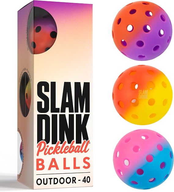 Outdoor Pickleball Balls, Slam Dink 40-Hole Gradient, 3 Colours Gift
